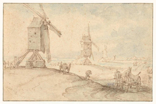 Windmills Drawing by Jan Brueghel I 1578