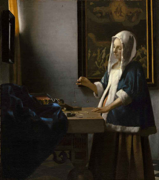 Woman Holding a Balance by Johannes Vermeer 1664