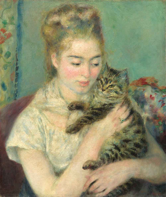 Woman with a Cat by Pierre-Aguste Renoir 1875