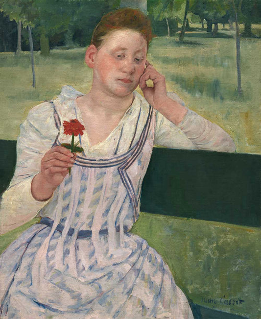 Woman with a Red Zinnia by Mary Cassatt 1891