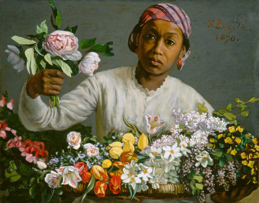 Young Woman with Peonies by Frédéric Bazille 1870